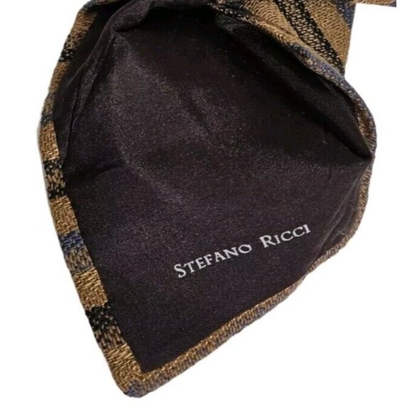 STEFANO RICCI Men's Silk Blend Necktie LUXURY Tie Beige Striped W:3.1" EUC - Picture 3 of 5